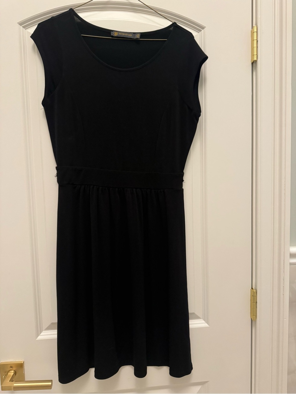 Outback Red Black Cap-Sleeve Fit-and-Flare Dress